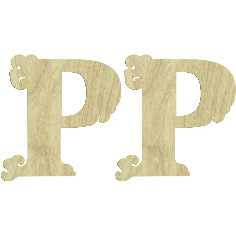 KD237 P letter Set wooden package ornament, paintable wood ornament