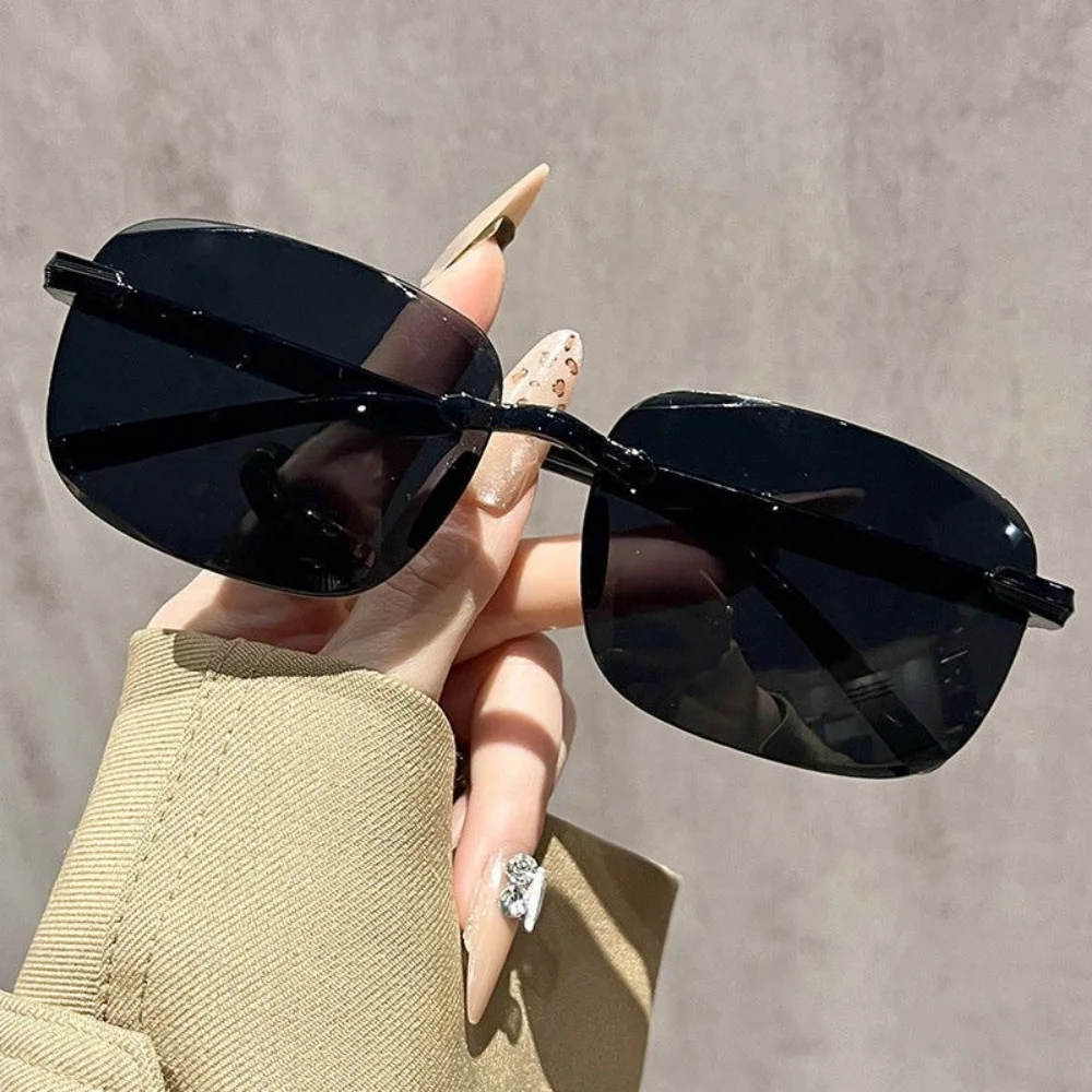 نظارات واقية من الأشعة فوق البنفسجية 400، نظارات مربعة أنيقة متعددة الاستخدامات بدون إطار، نظارات شمسية أنيقة وحديثة بدون إطار لمدينة الشارع #4