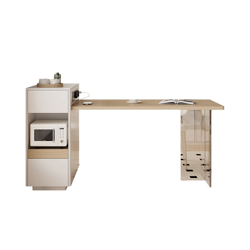 

Modern simple rock slab dining table retractable log wind rectangular dining island table integrated