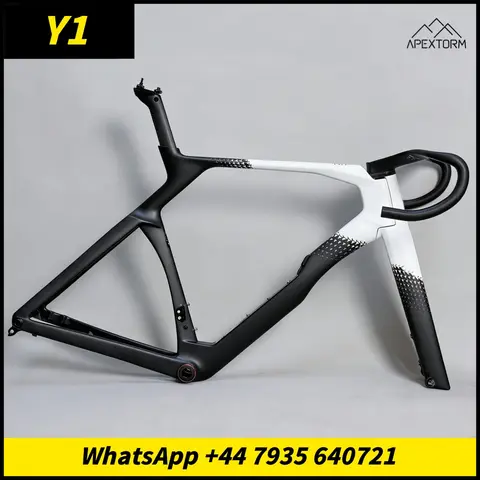 Y1 Matte black and matte white T1100 Carbon Road Bike Frame Disc Brake Frameset