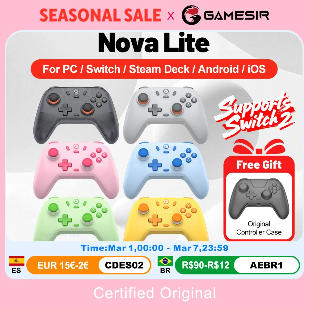Gamesir Gamepads PC Switch 2 controlador Nova Lite Controle Hall Joystick efectivo para Nintendo Switch Steam Android iOS teléfono