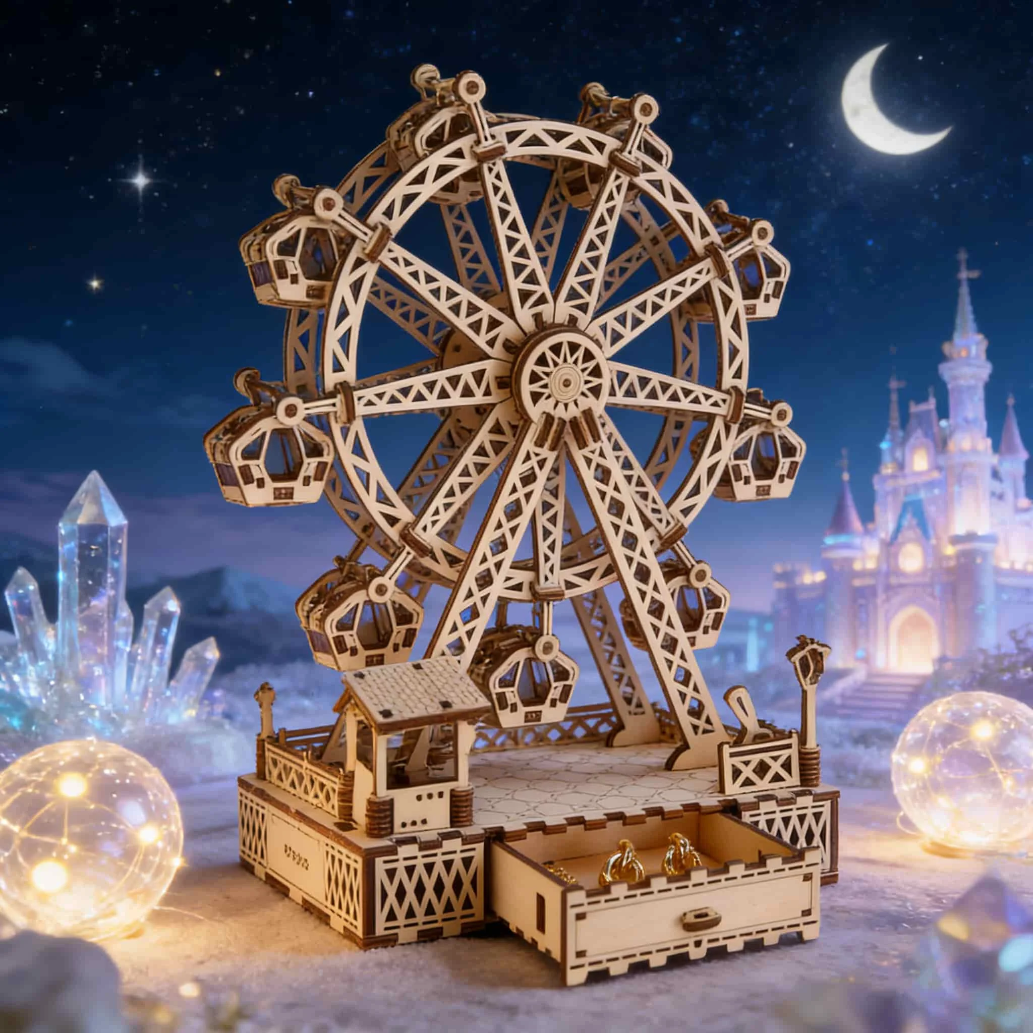 Ferris Wheel Music Boxes, 3D Wooden Puzzles, Musical Toys, DIY Assembly Kits, Desk Decorations, Gifts for Women, Handmade Crafts