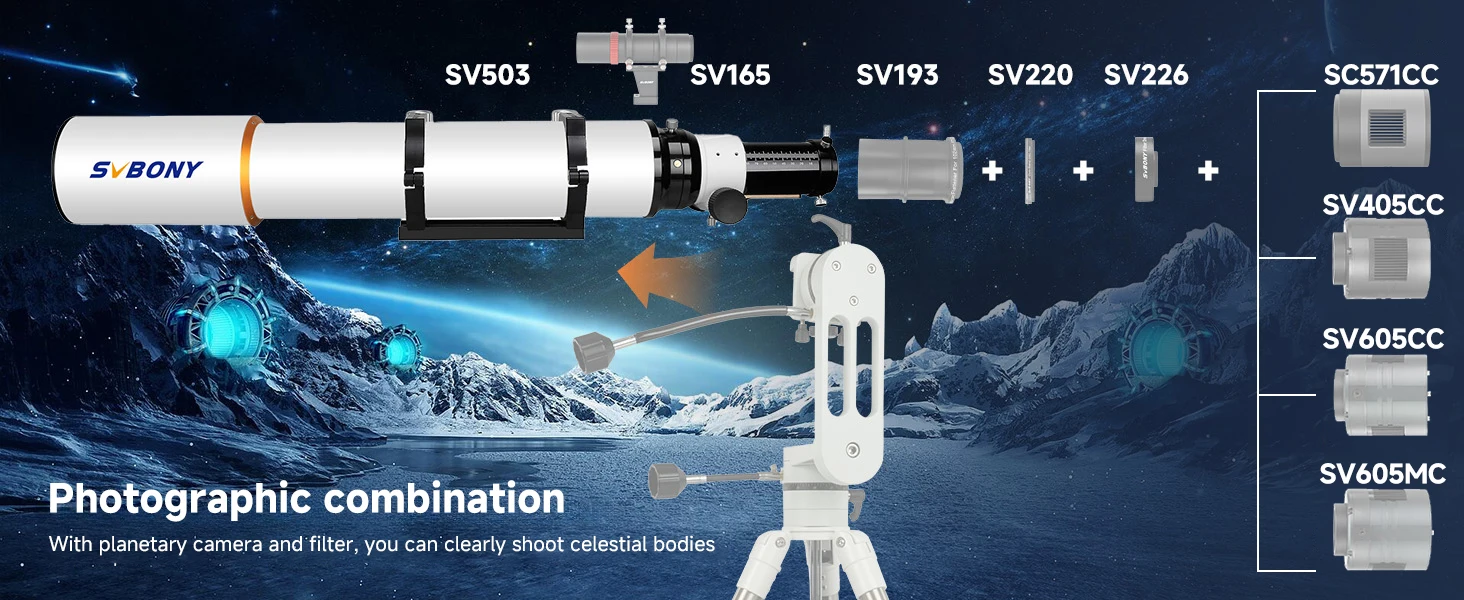 Svbony SV503 Astro Telescope 70/80/102ED Extra Low Dispersion Achromatic Refractor OTA For Exceptional Viewing Astrophotography