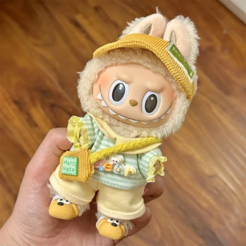 

Summer 17cm Labubu baby clothes rag pendant first generation and second generation vinyl doll with replacement clothes set