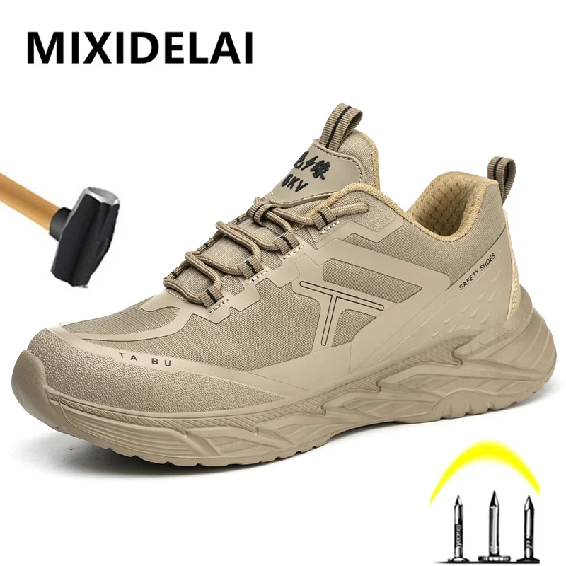 

Lightweight Men Safety Shoes Anti-smash Anti puncture Work Shoes Breathable Lace Up protective shoes Non-slip Steel Toe Boots