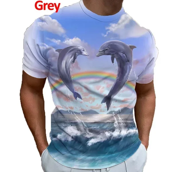 2024 Summer Men\'s/Women\'s Dolphin Printed Short Sleeve New Fashion Casual Plus Size T-shirt Loose Soft and Comfortable Shirt