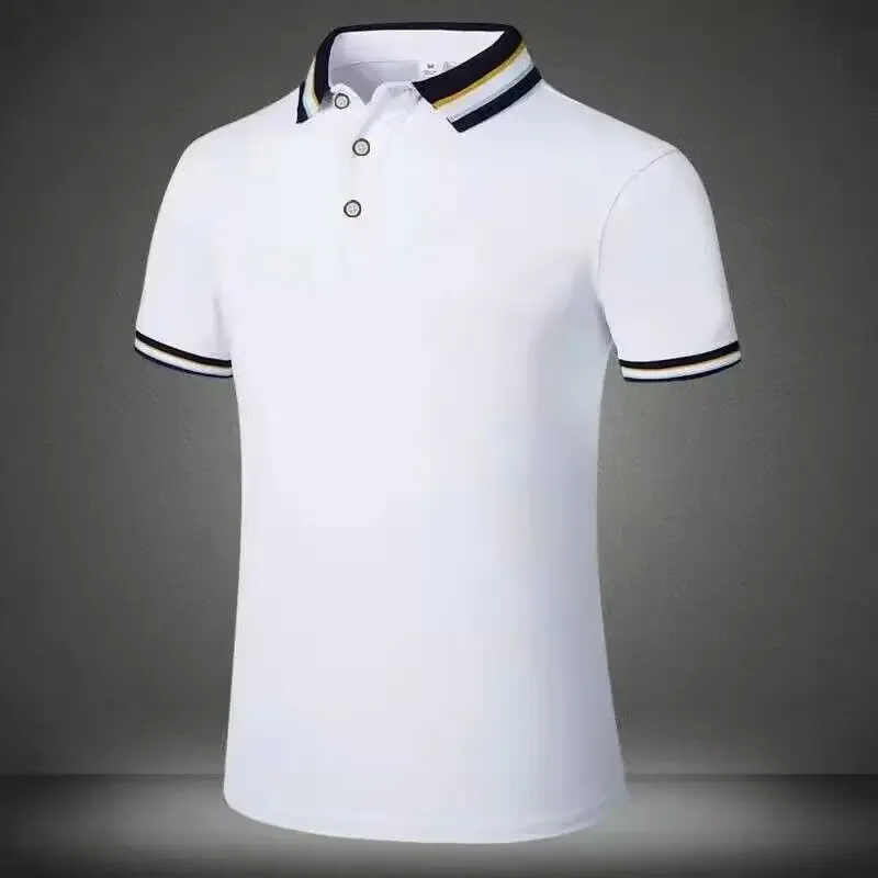 2023 New Direct Sales Fashion Summer Ice Silk Men's Lapel Short Sleeve T-shirt Solid Color Mercerized POLO Shirt Men tops