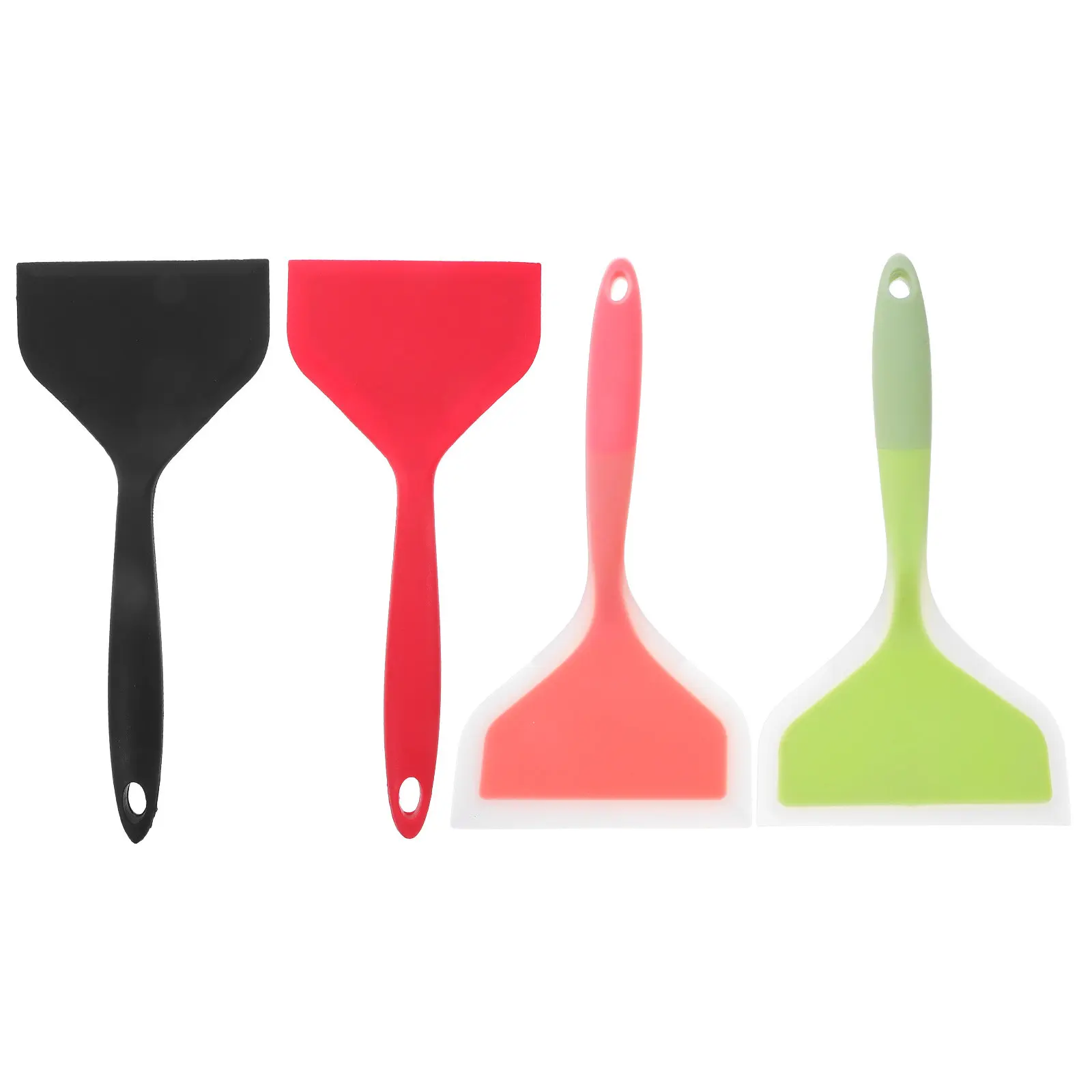 4Pcs Wide Silicone Pancake Spatula Turner Set Non-Stick Heat Resistant Ergonomic Cooking Utensil for Omelette Fish Veggie
