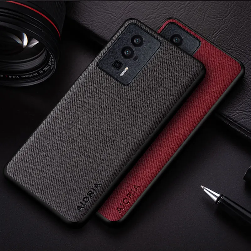 Case for Poco F5 Pro M6 M7 Pro simple solid color textile Leather protective back cover for xiaomi poco f5 case