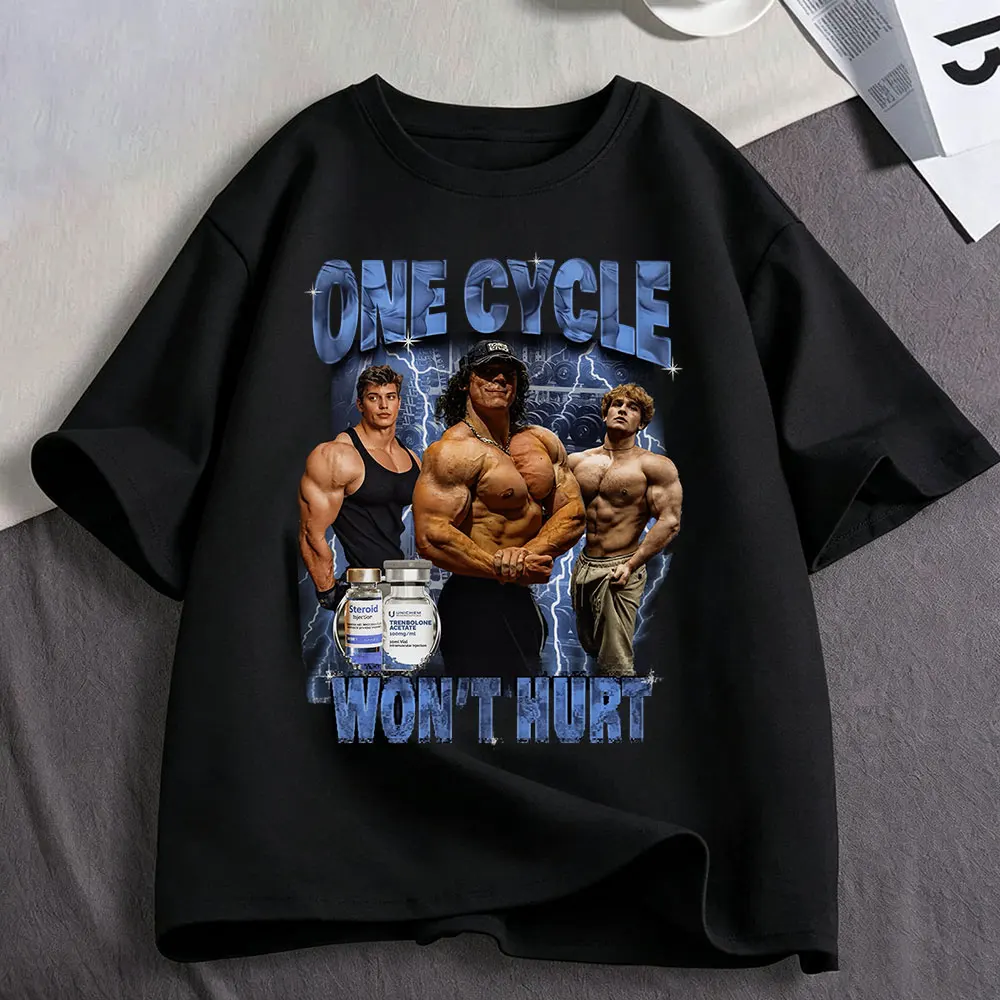 One Cycle Wont Hurt Funny Bodybuilding Gym Fitness T Shirts  Women ClothingFashion Oversized Short Sleeve T-shirts