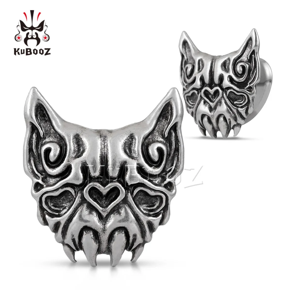 

KUBOOZ Heart Shape Ear Plugs Tunnels Expander for Ears Gauges Stretchers Stainless Steel Earrings Piercing Jewelry 2PCS