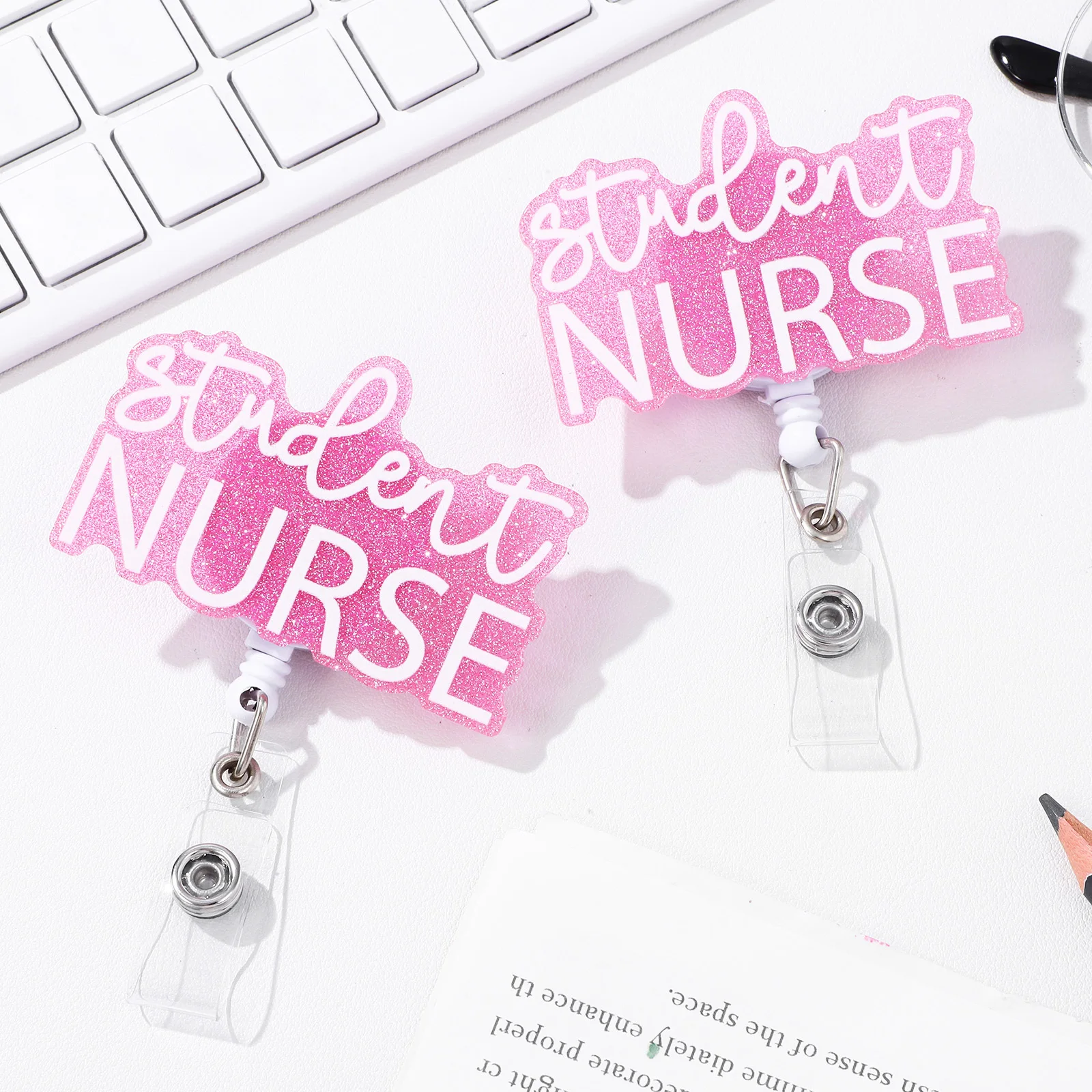 

2Pcs Name Tag Badge Reel Holders Acrylic Retractable Nurse Id Clip for Medical Students Professionals Healthcare Workers Daily
