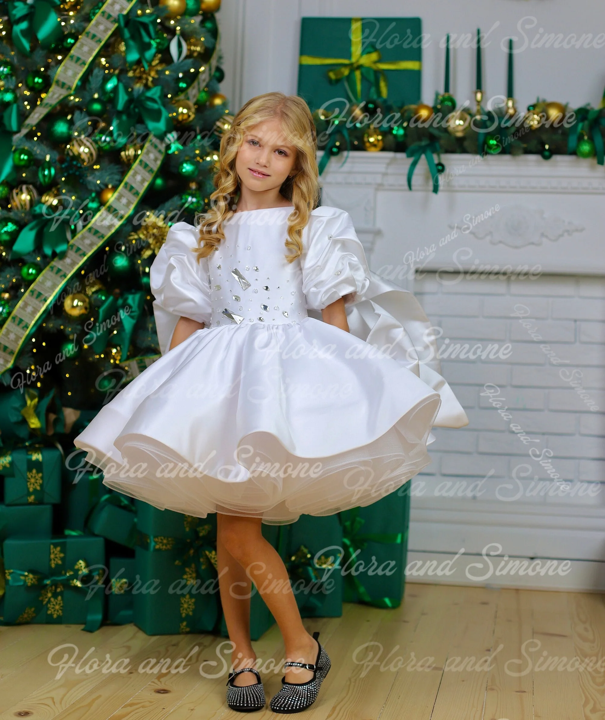 Flower Girl Dress for Princess Ball Gowns Kids Girl Spanish Dress with Bow Infant Birthday Christening Dresses Kid Boutique