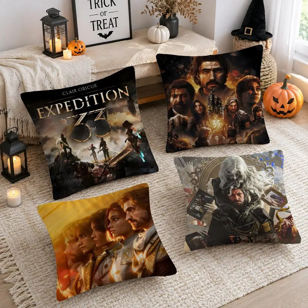 Game C-Clair Obscur Expedition 33 Cushion Cover Plush Decorative Pillow Case With Hidden Zipper Cutecore Room Decor For Home