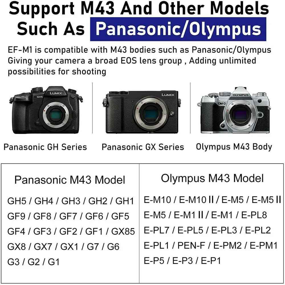 Viltrox EF-M1 Lens Adapter Ring Mount AF Auto Focus for Canon EF/EF-S Lens to M4/3 Micro Four Thirds Camera for GH5/4/3 Olympus
