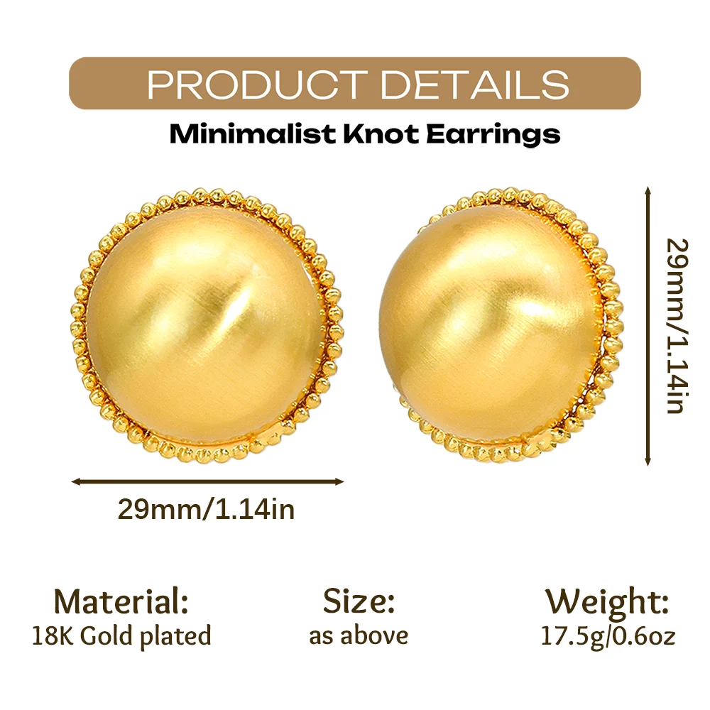 YTJX 2026 New Round Hemisphere Stud Earrings Hemisphere Beaded Edge Large Dome Button Earring Minimalist Party Statement Jewelry