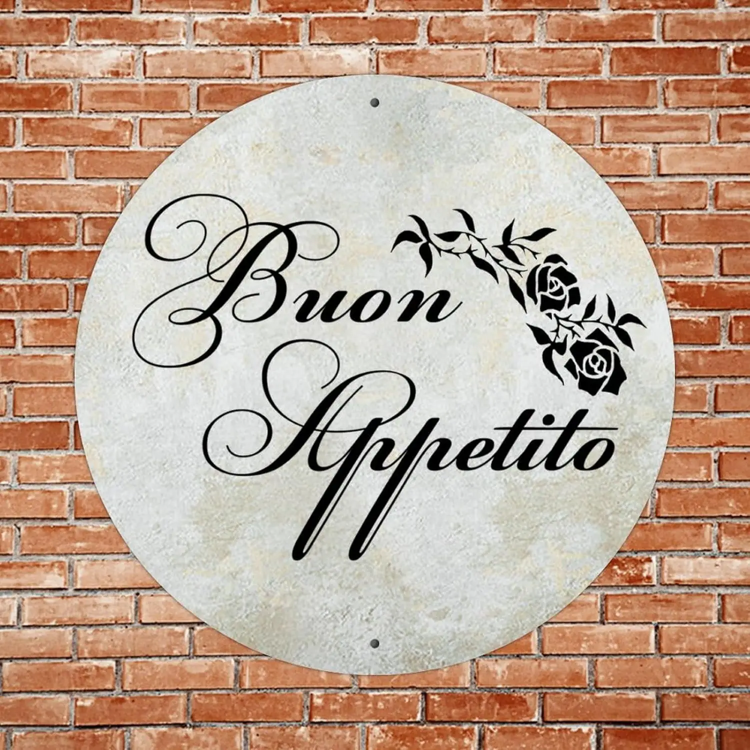 

s1,Vintage Man Cave Aluminum Tin Metal Sign with Saying Buon Appetito Retro Round Street Welcome Metal Signs for Indoor Outdoor