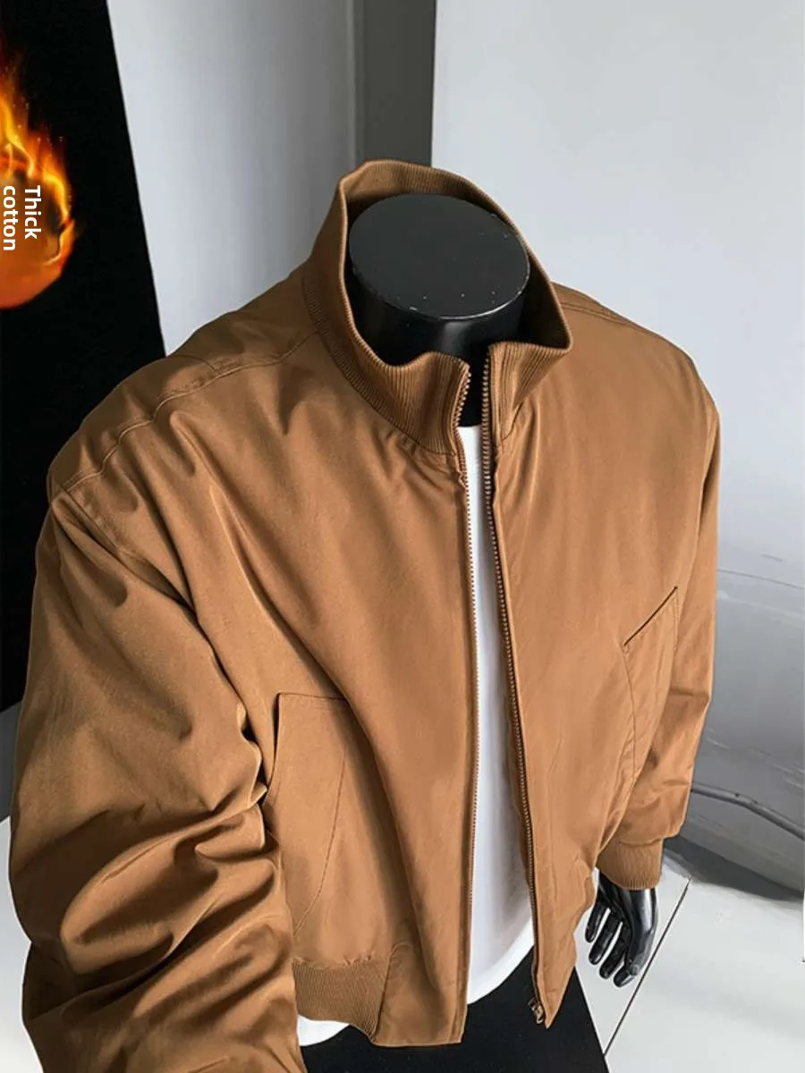 

Thiened водонепроницаемая мужская хлопковая куртка верхняя одежда пальто теплая осенняя тонкая искусственная ткань смешанная ткань корейская одежда Sle M