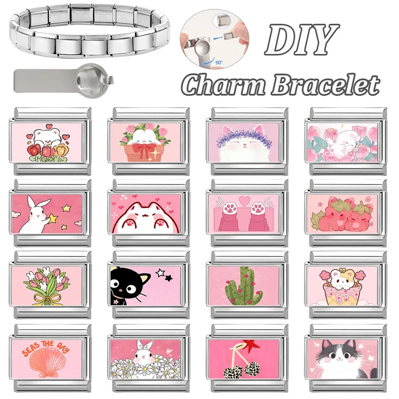 جديد جميل الحيوانات الأليفة القطط والكلاب وصلات سحرية إيطالية تناسب 9 مللي متر سوار الفولاذ المقاوم للصدأ النساء الرجال DIY بها بنفسك صنع المجوهرات #4