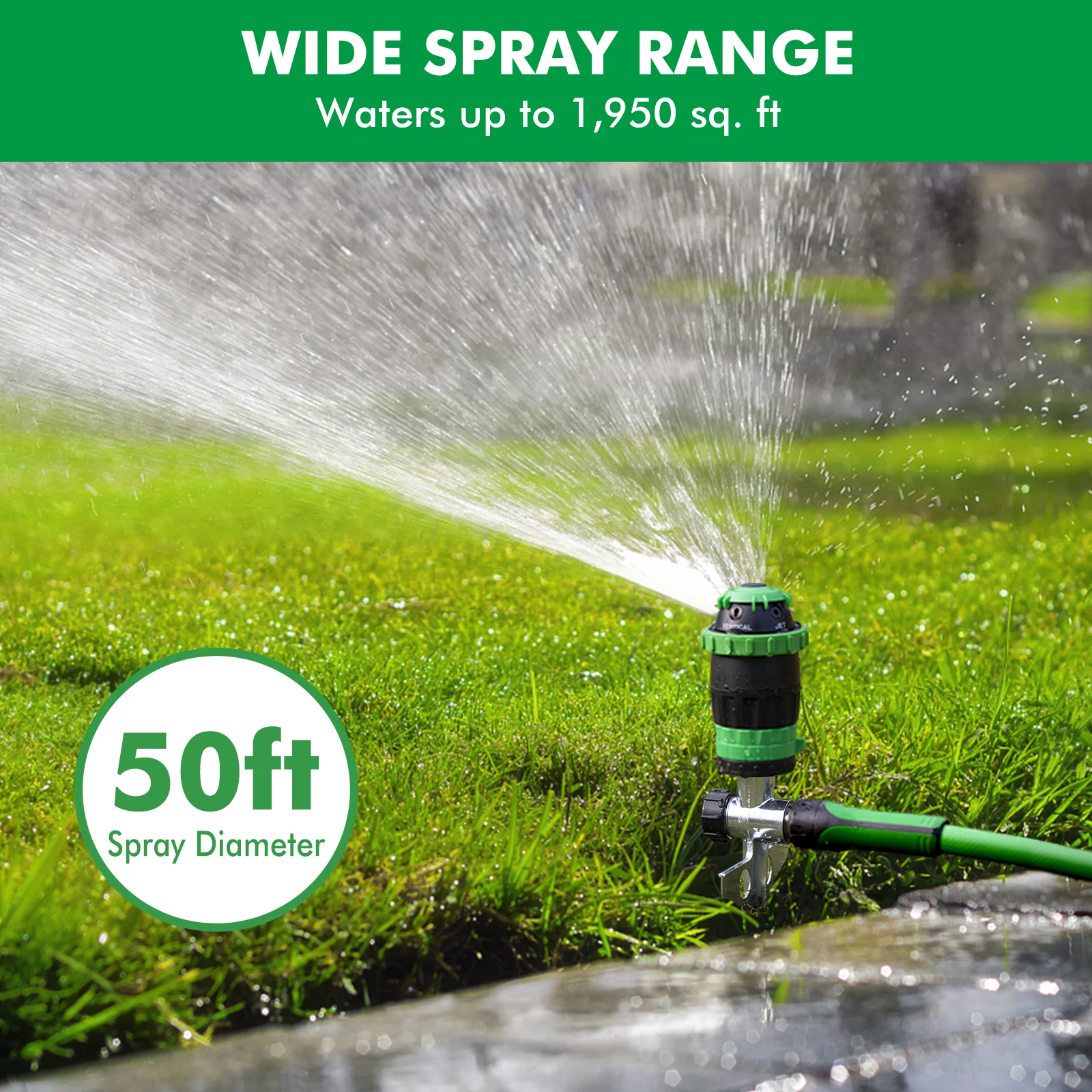 [2 шт.] Спринклер RESTMO с зубчатым приводом и металлическим шиповым основанием, сверхмощная система полива сада с 5 узорами