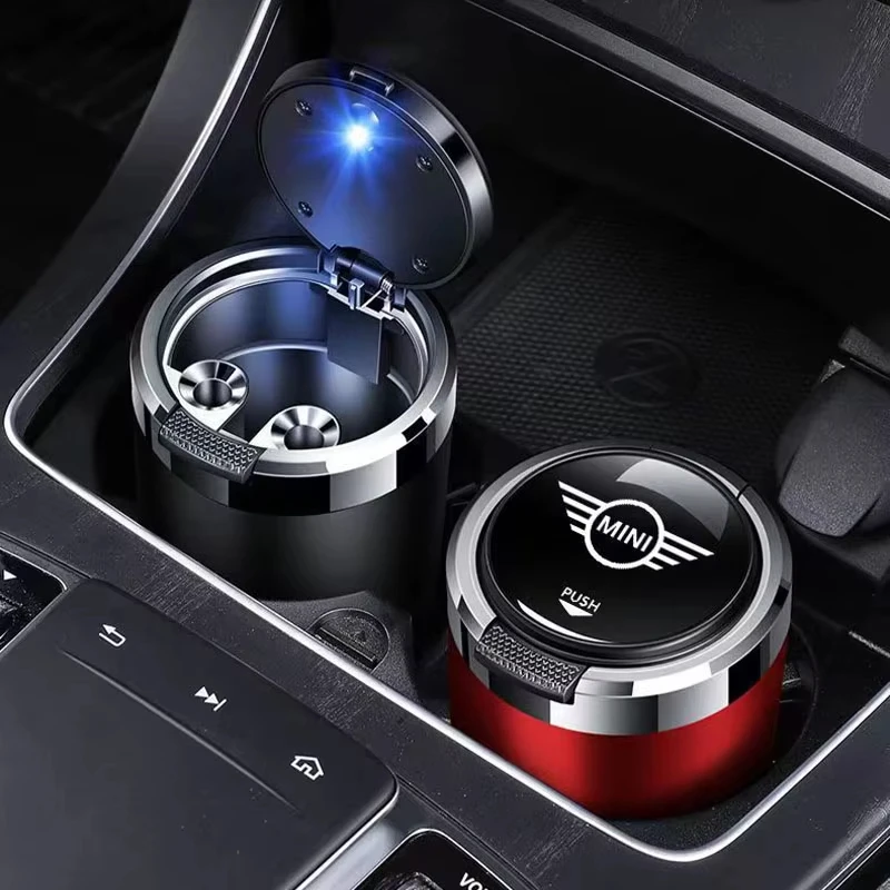 Car ashtray for Mini One Coopers JCW Countryman WORKS R55 R56 R60 F54 F55 F56 F60 Portable One-Button Opening Car Ash Tray