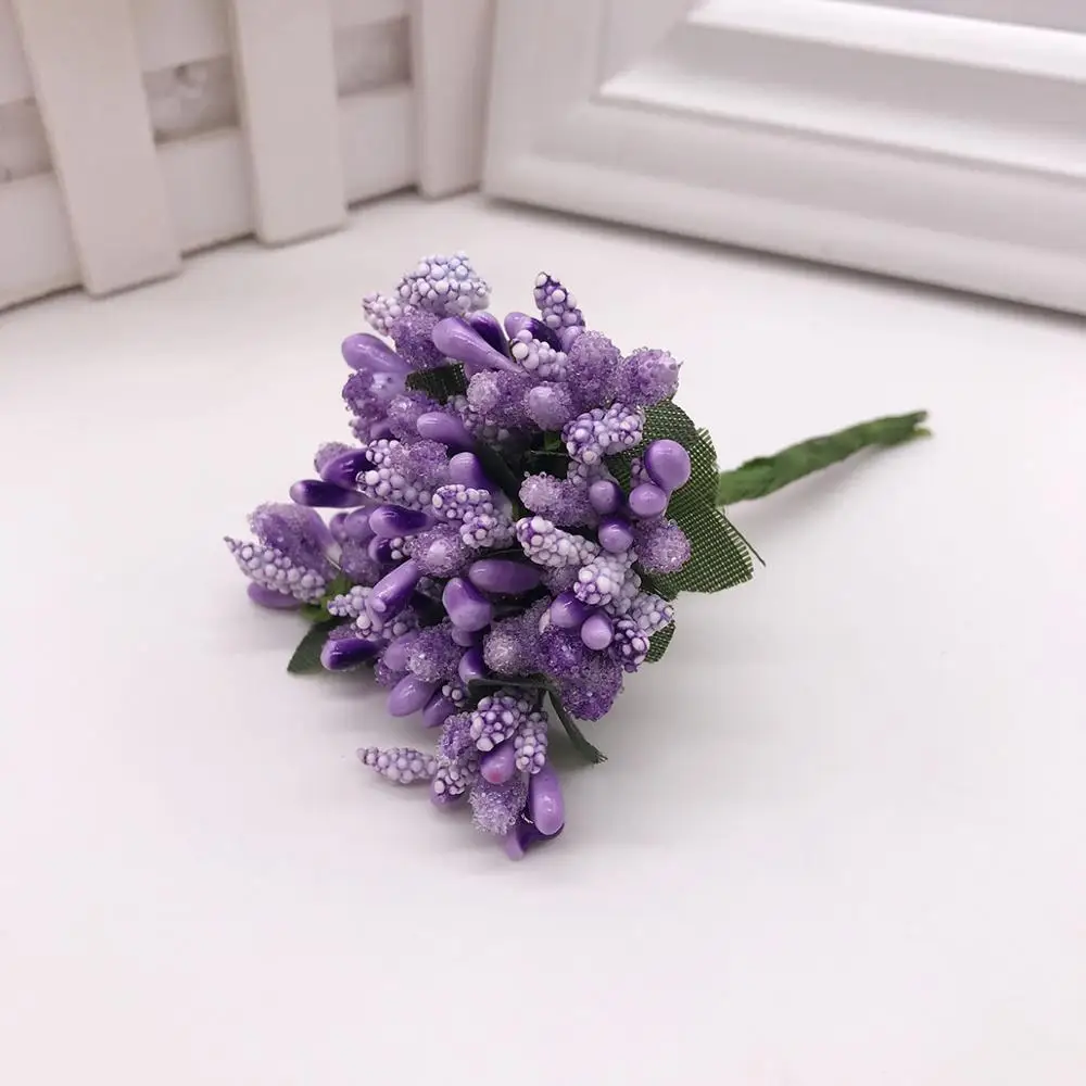 12 pcs Stamen Sugar Handmade Artificial Flowers Cheap Wedding Decoration DIY Wreath Needlework Gift Box Scrapbooking Fake Flower