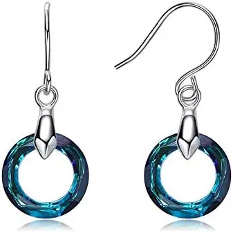 

LSLYTQ Drop Earrings Embellished with Crystals from Dangling Earrings Women Circle Earrings Ear Jewelry