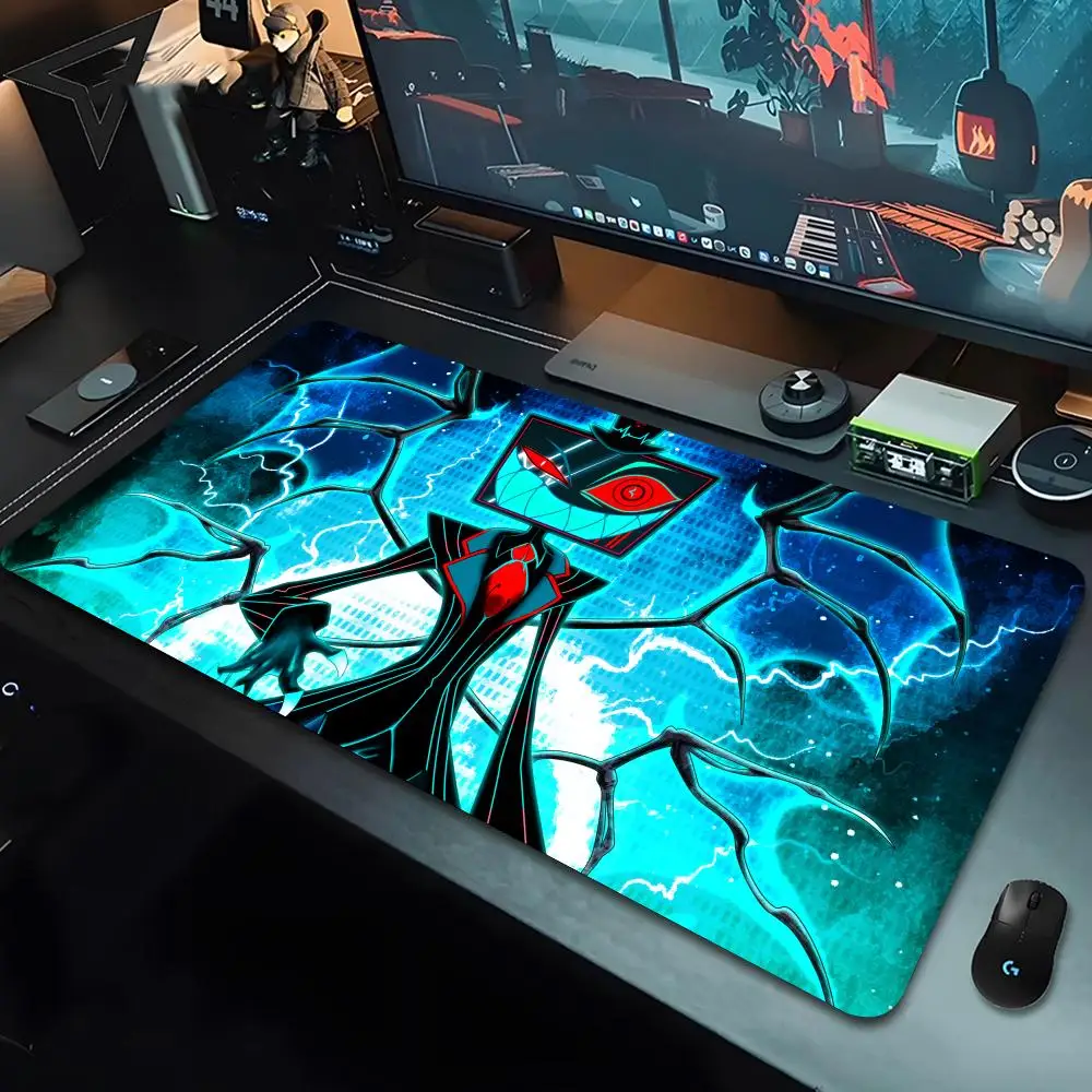 H-Hazbin Hoteles Alastors ratón regalos de cumpleaños Pad 80x40cm XL Lockedge Oficina ordenador escritorio Mat mesa teclado alfombrilla de ratón grande