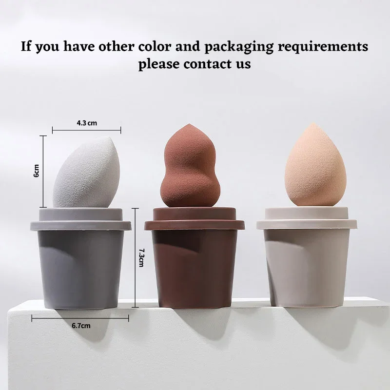 Mélangeur d'éponge cosmétique de beauté avec logo personnalisé, étiquette privée personnalisée, sans latex, tasse à café, éponge de maquillage, 50 pièces
