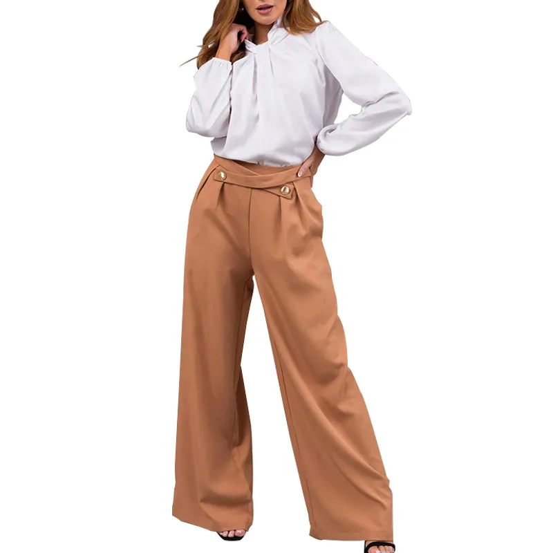 Hot Style Fashion Women's Loose Straight Pants Collage/splicing Elegant Temperament Casual Trouser