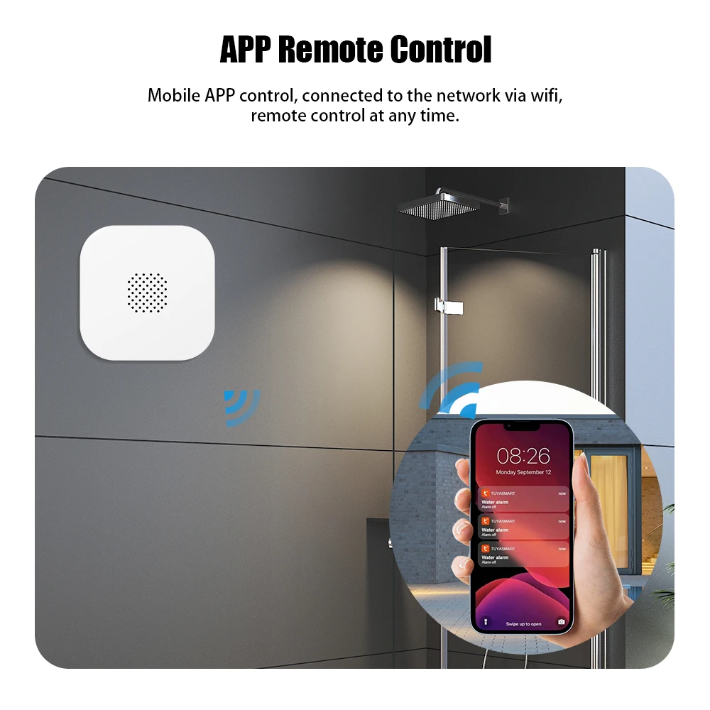 Tuya WiFi Smart Water Leak Sensor 80DB Sound and Light Alarm System Water Overflow Detector Flood Leakage Sensor Remote Monitor