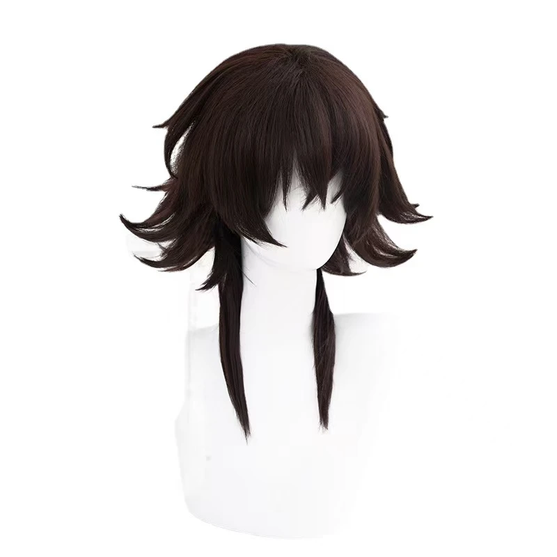 Anime Suehiro Tetsucho Cosplay Wig Brown Flip Short Hair Heat resistant Synthetic Fiber Wig With Rose Net Party Cosplay Wig