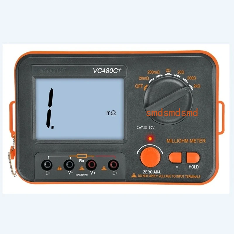 VC480C+ Digital Milliohm Meter Precision Low Resistance Tester 6 Ranges 0.01Mohm to 2Kohm 4 Wire Test Multimeter Backlight