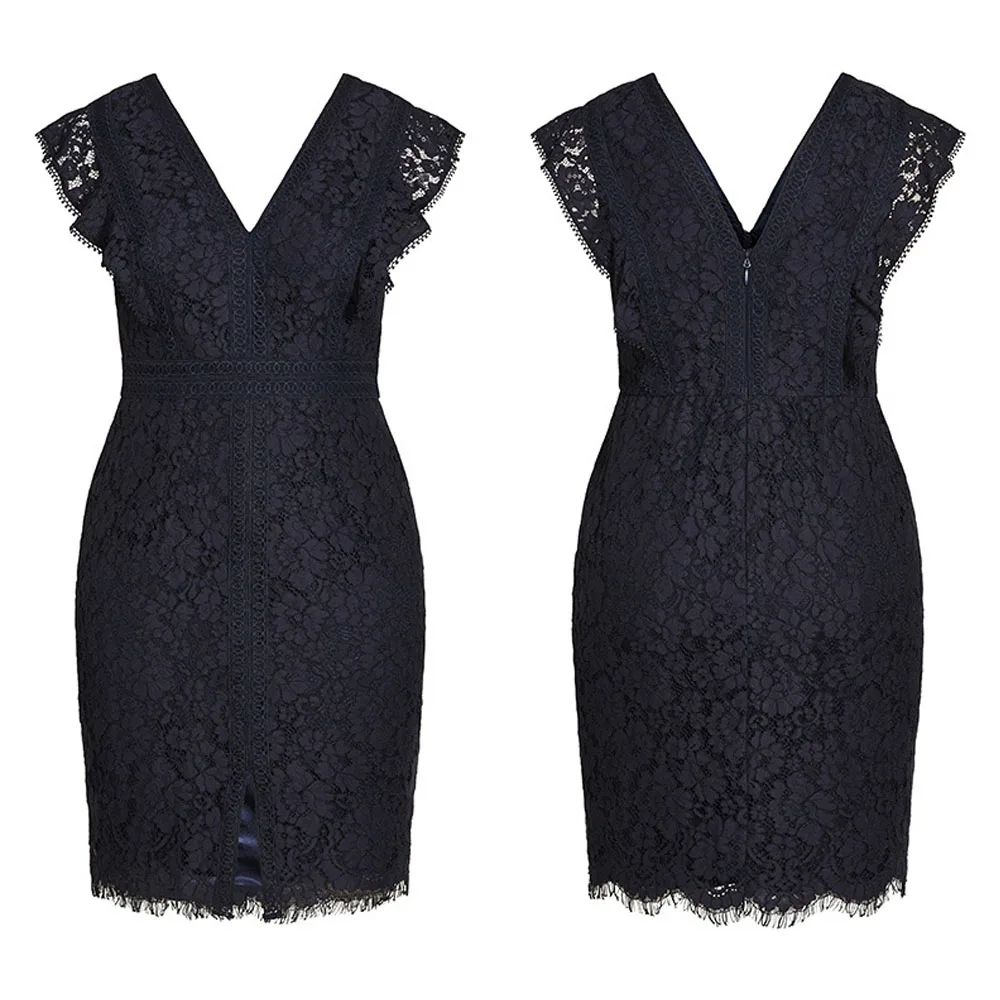 Plus Size Office Lady Dress For Women 2023 Lace Knitted High Waist Elegant Formal Evening Dresses Sexy Wrap Dress Large Size 4XL
