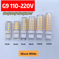 Led G9 AC110V 220V Brightest G9 led lamp   5W 15W 25W Ceramic SMD2835 LED Bulb Warm/Cool White Spotlight replace Halogen light