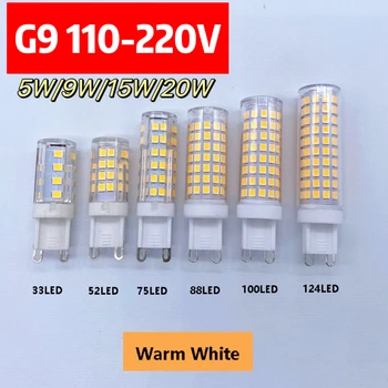 Led G9 AC110V 220V En Parlak G9 led lamba 5W 15W 25W Seramik SMD2835 LED Ampul Sıcak/Soğuk Beyaz Spot Halojen ışığı değiştirin