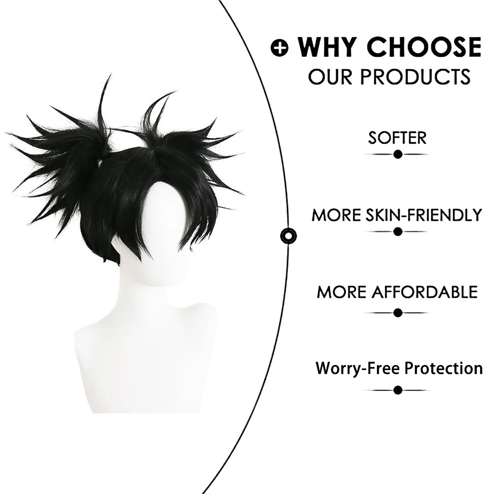 คุณภาพสูง ‌ วิกผมคอสเพลย์ จูจุสึ ไคเซ็น โชโซ แบบผมสังเคราะห์ ยาว 14 นิ้ว สีดำ ทรงผมหางม้าคู่ ถักเปียสูง สำหรับงานปาร์ตี้หรือใช้ในชีวิตประจำวัน