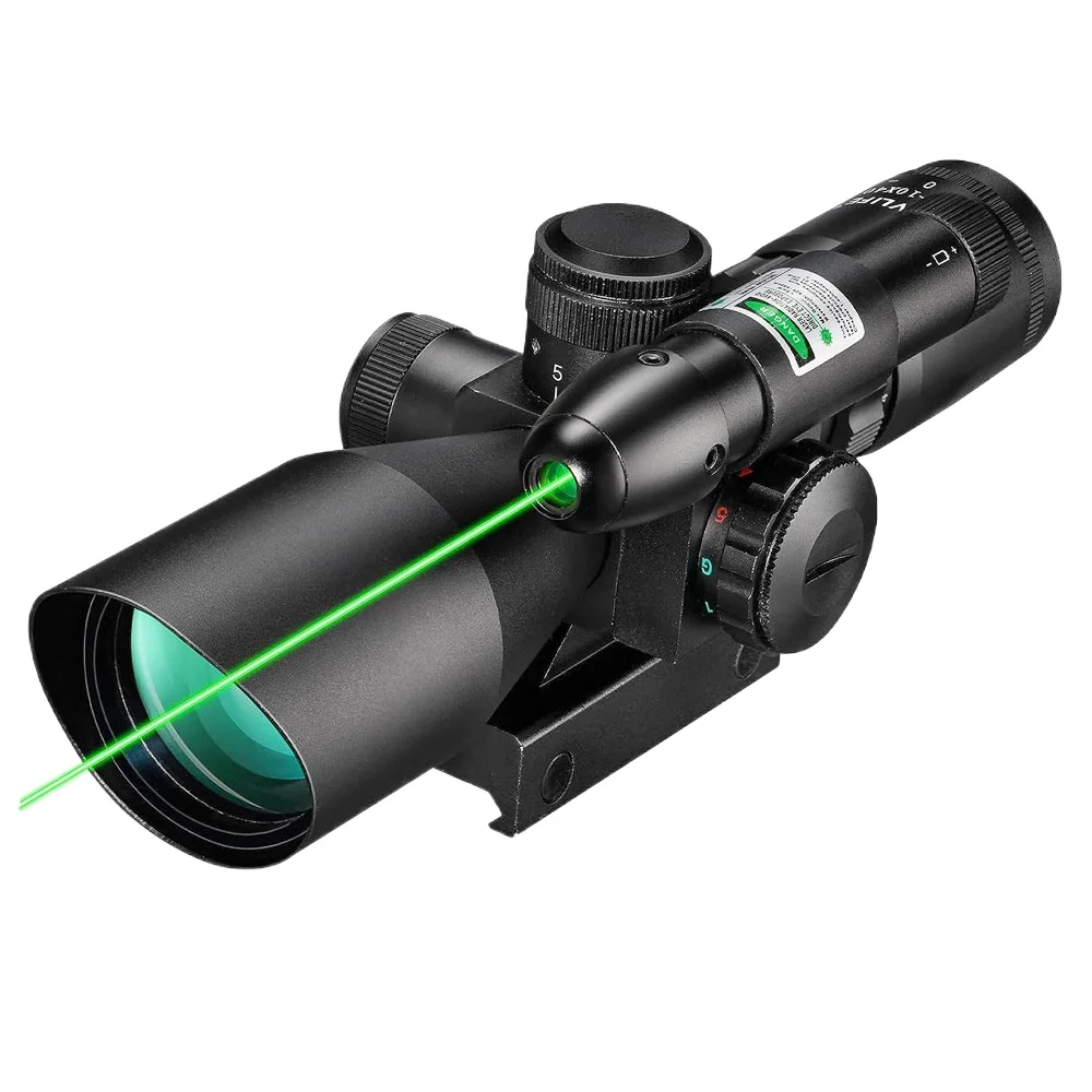 

Tactical Hunting Sight M10 2.5-10x40E Red & Green Illuminated Rifle Scope Mil-dot Scope Green Laser Combo with Pressure Switch