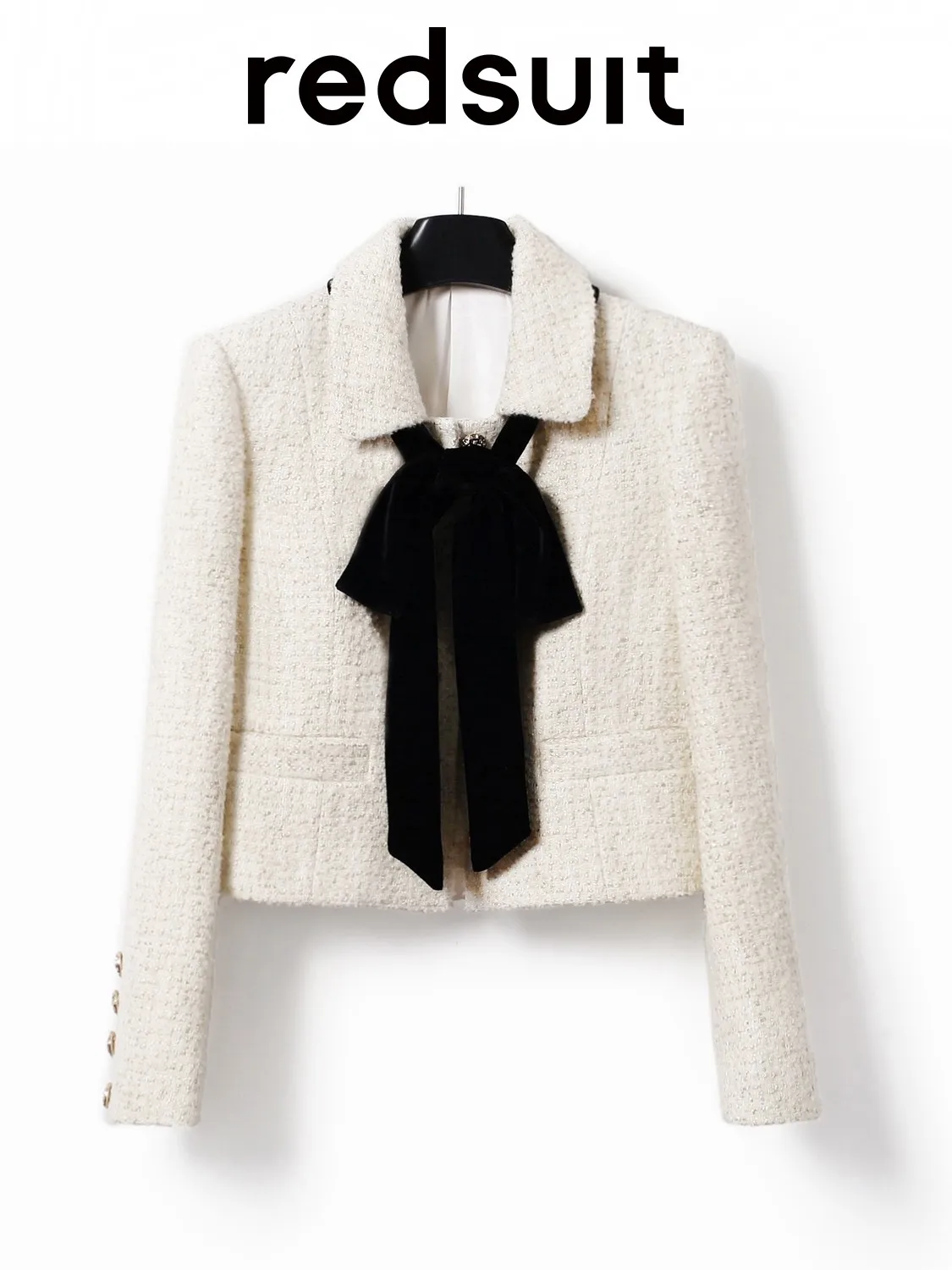 New Bow ribbon beige coat lapel versatile top Custom Sizes