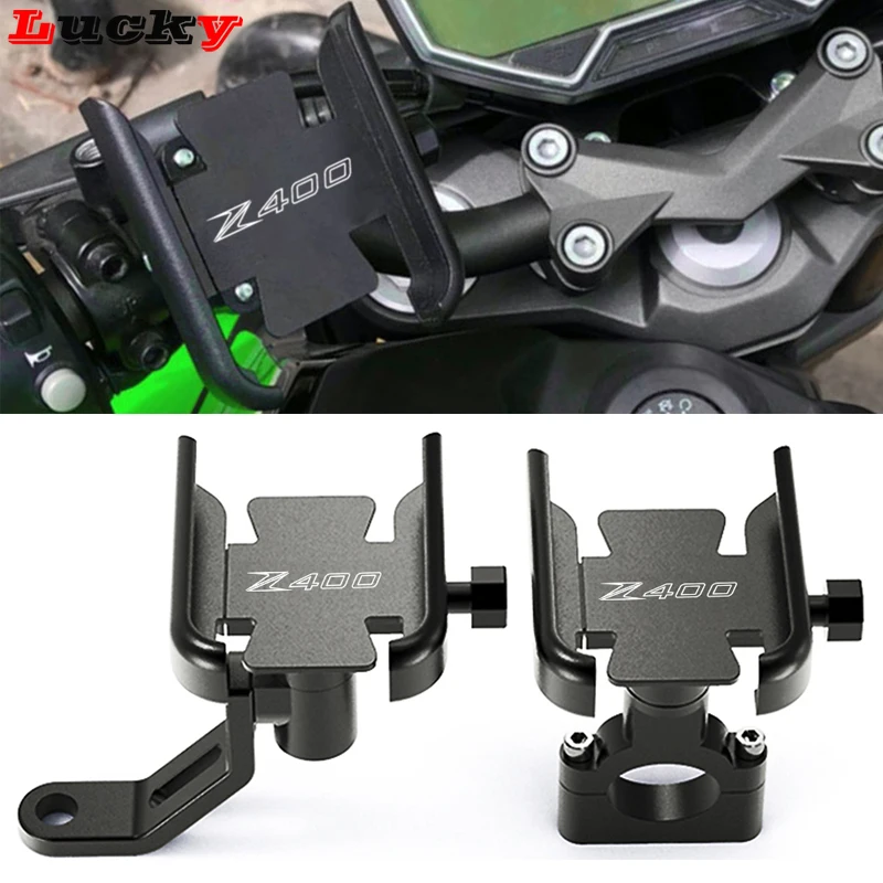 With LOGO Z400 For KASAWAKI Z 400 Hot Deals Motorcycle CNC Aluminum Handlebar Mobile Phone Holder GPS Stand Bracket Accessories