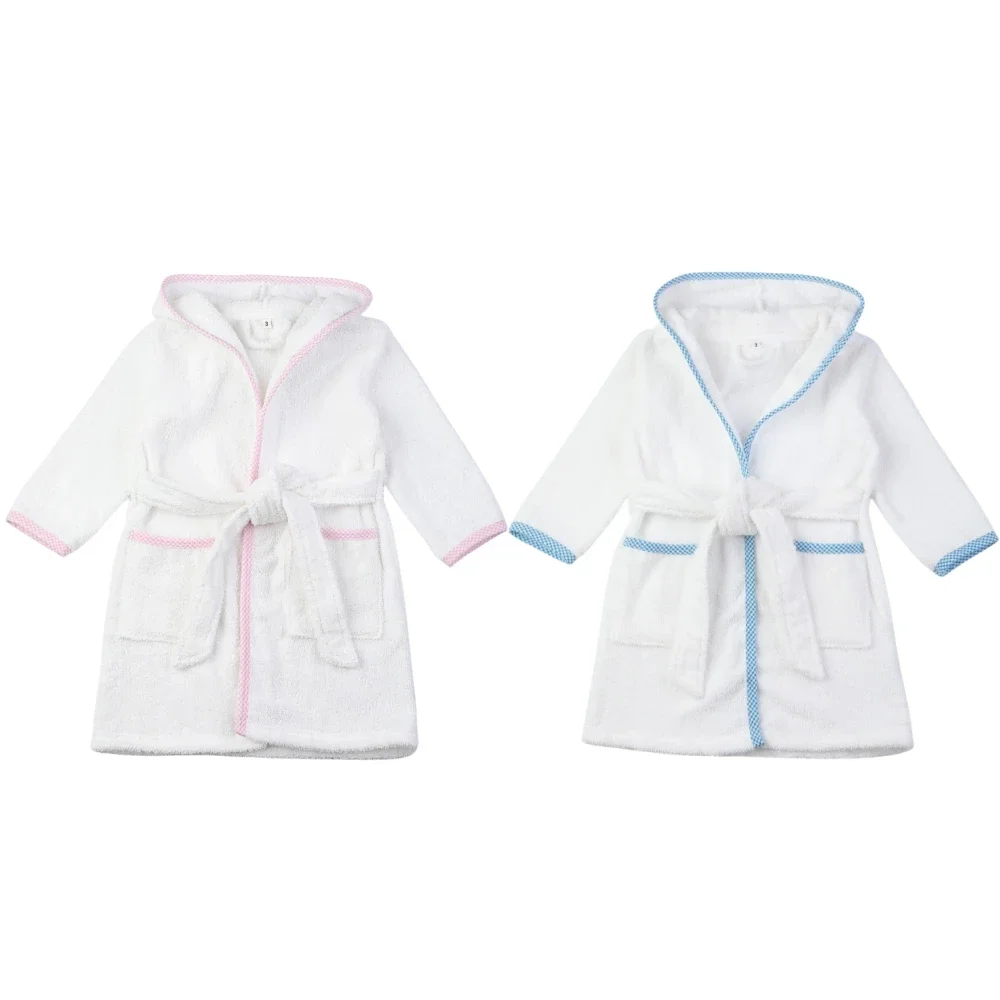 Ruffkids Wholesale 100% Cotton White Towey Pjs Kids Bath Robes Sleepwear With Belt  Hooded Pijamas Girls Boys Bathrobe Pajamas