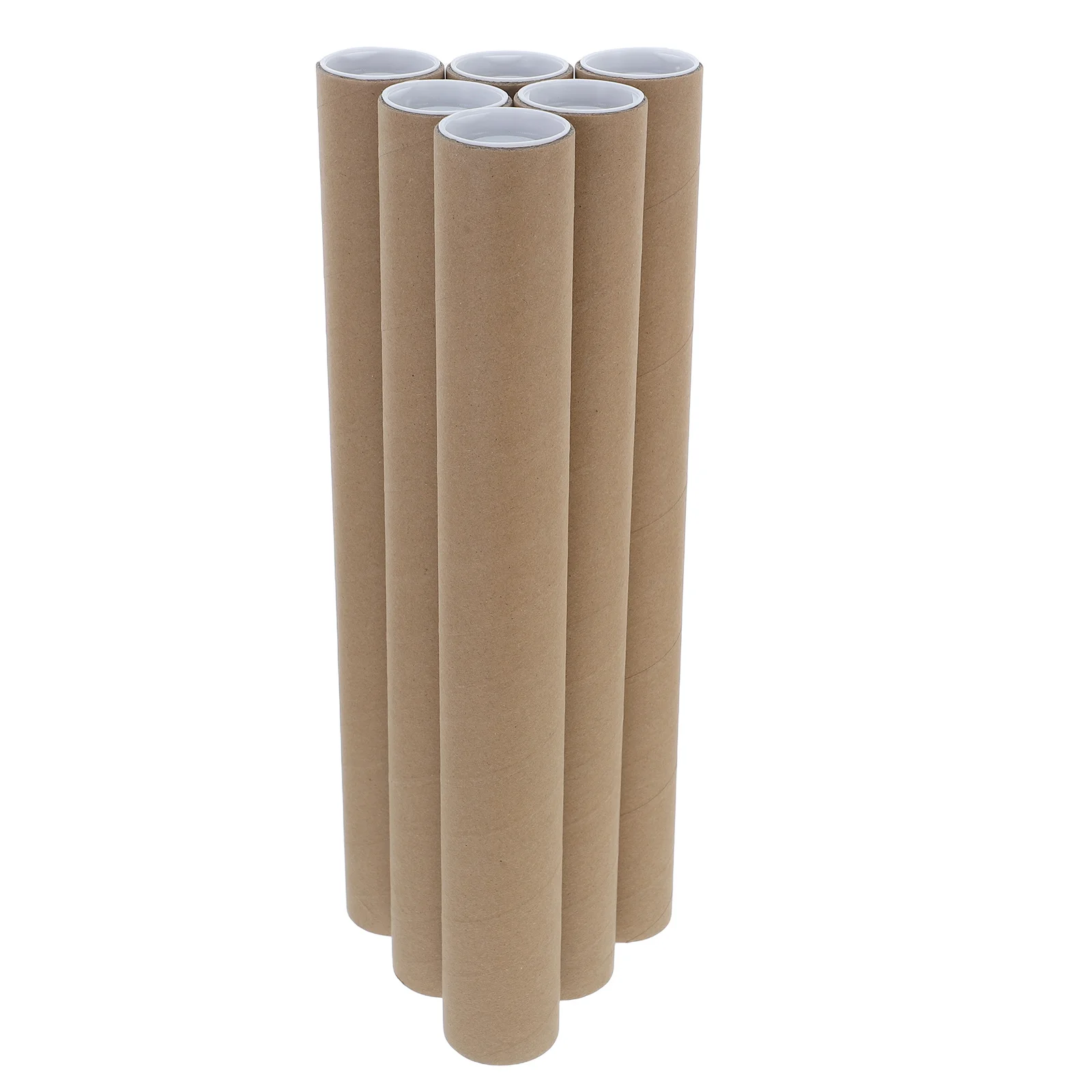 6pcs Kraft Paper Artwork Tubes Mailing Shipping Tubes Plastic Caps Poster Scroll Tube Box Multipurpose Storage Calligraphy