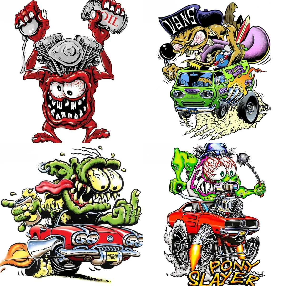 

personality V-Twin Engine Head Monster Car Sticker Speed Up & Add Oil Decal Rear Windshield Off-road Trunk Window Decoration