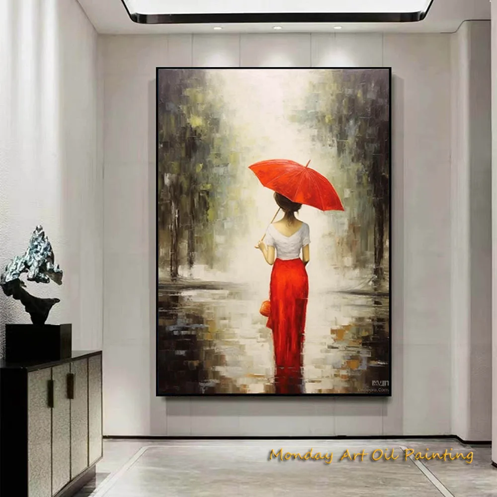 Handmade Large Abstract Vietnamese Girl Oil Painting Impressionism Figurative Oversized People Wall Art Modern Canvas Acrylic