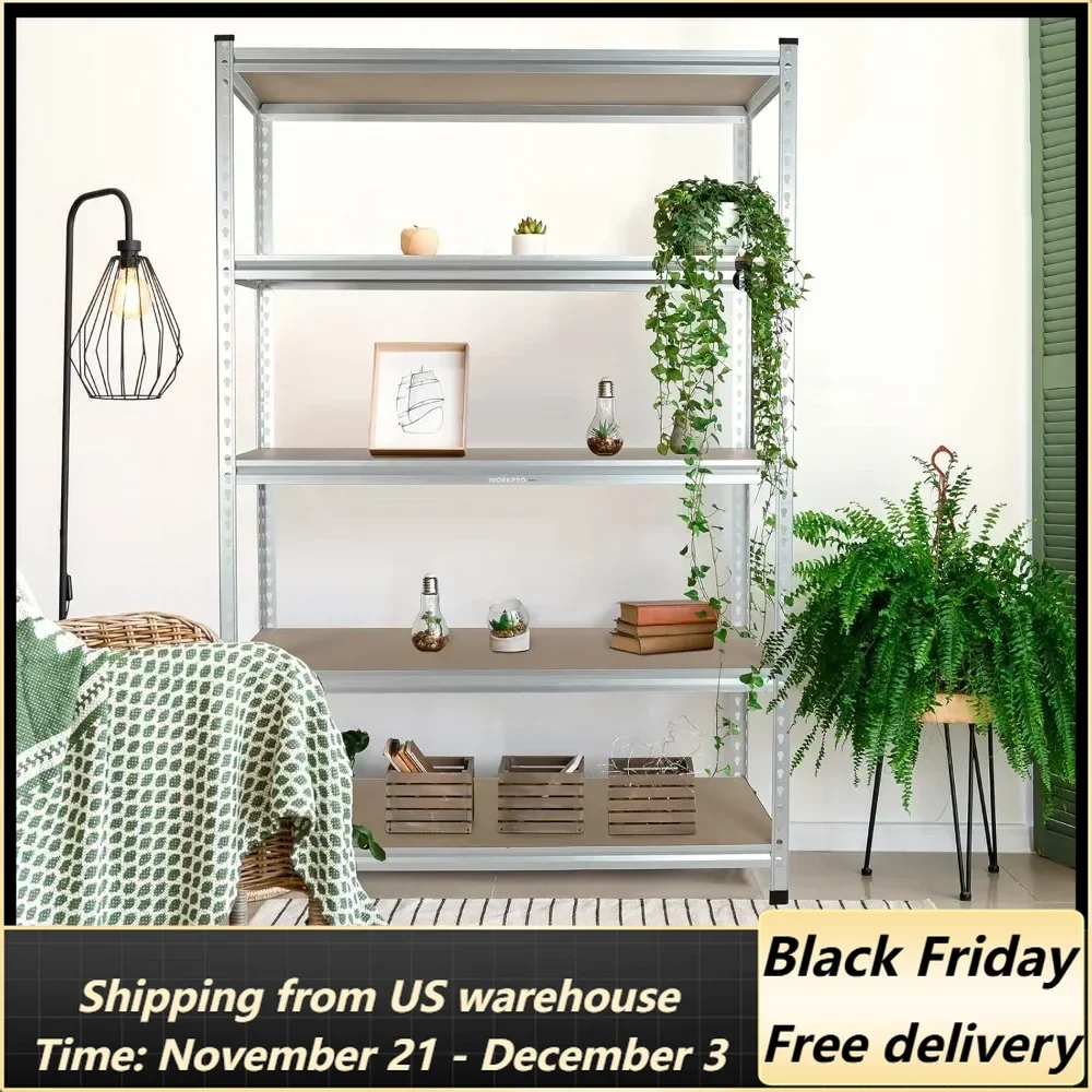 5Tier Storage Shelving Unit, 48”W x 24”D x 72”H, Adjustable Storage Rack Heavy Duty Aluminum Alloy Shelf, 2750 lbs Load Capacity