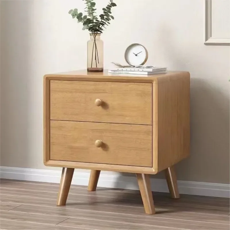 Modern Simple Scandinavian Solid Wood Nightstand Small Bedroom Bedside Storage Storage Cabinet Log Cabinet