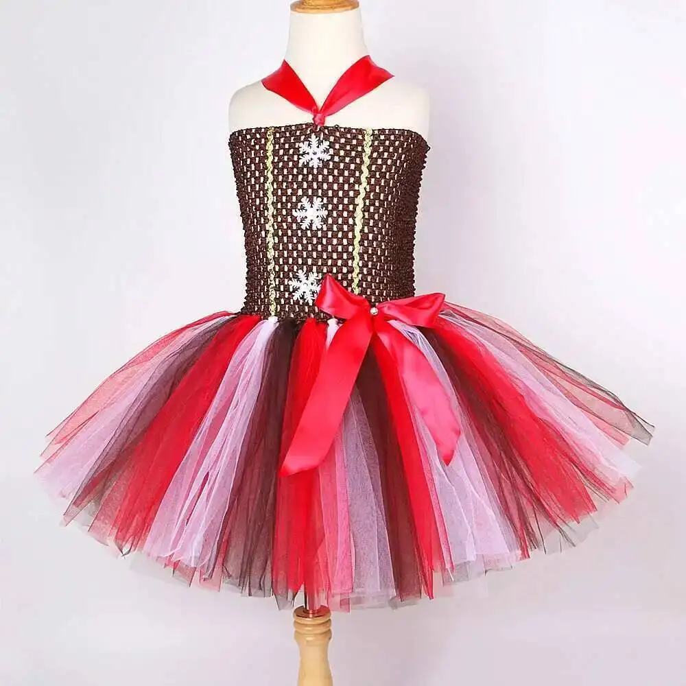 رجل الزنجبيل ازياء الفتيات عيد الميلاد يتوهم توتو فستان للأطفال الزنجبيل الخبز تمويه الزي الأطفال عيد الميلاد السنة الجديدة الملابس #3