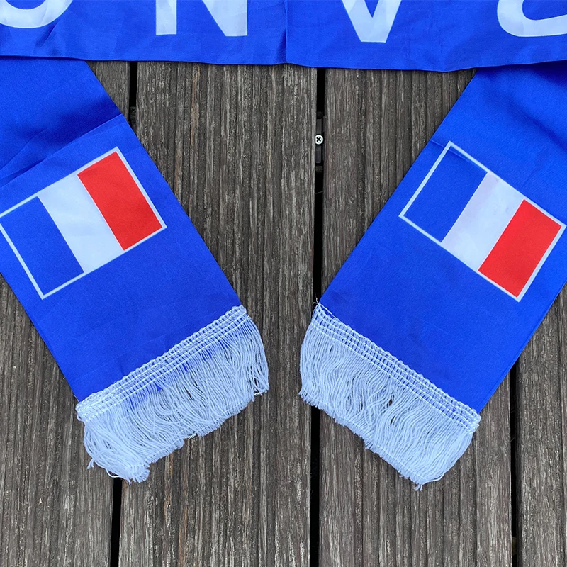 xvggdg  14x130cm  National Team Football Fans Scarf   france Tassel Flags Scarf Party Commemorative Souvenir