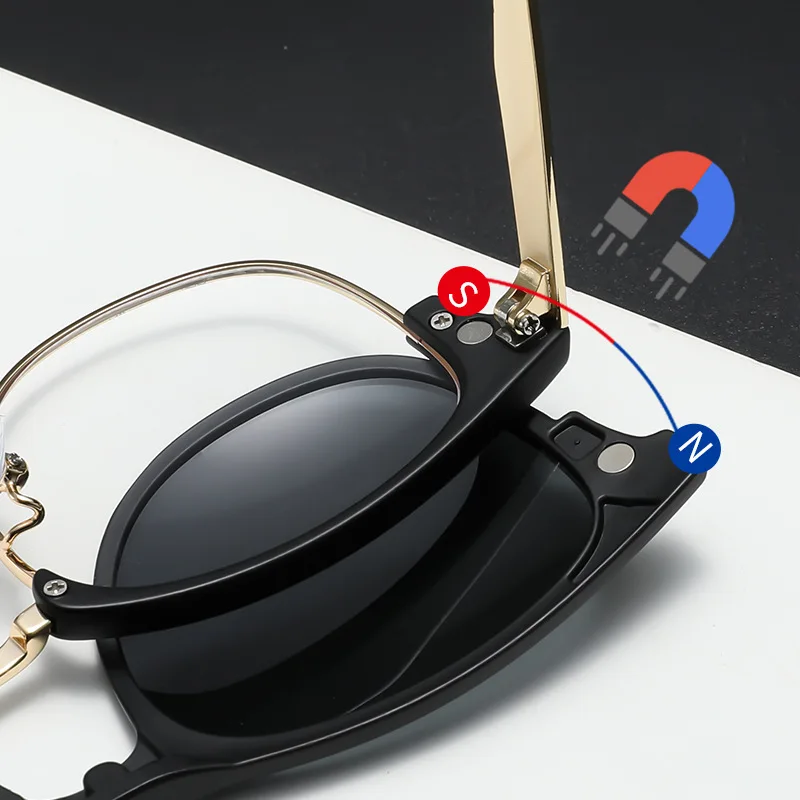 KIZN 6 في 1 نظارات شمسية مربعة لقصر النظر بمشبك مغناطيسي للرجال والنساء TR90 نظارات مستقطبة نظارات طبية بصرية-0.5 إلى -10