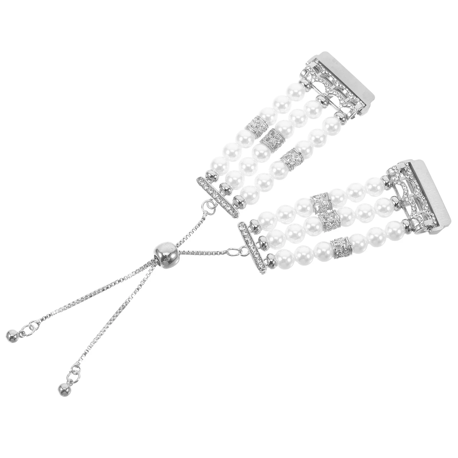 

Smart Watch Strap Elegant Bracelet Flexible Band Elastic Replacement Stainless Steel Girls Adjustable Telescopic Beaded